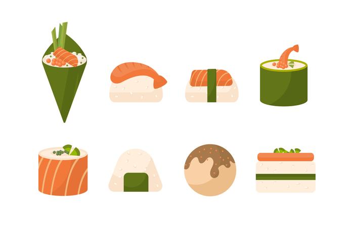 Colección libre de vectores de sushi