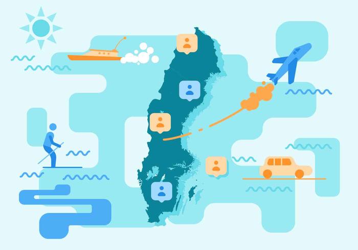 Vectores Únicos Únicos Del Mapa De Suecia