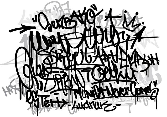 Vector Graffiti etiquetas fondo monocromo