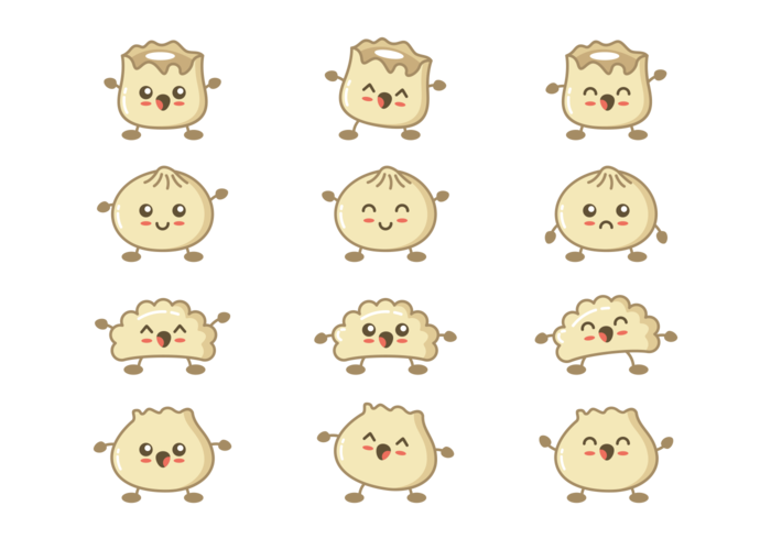 Dumplings Cartoons Vector