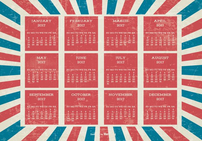 Patriotic Style Grunge 2017 Calendar vector