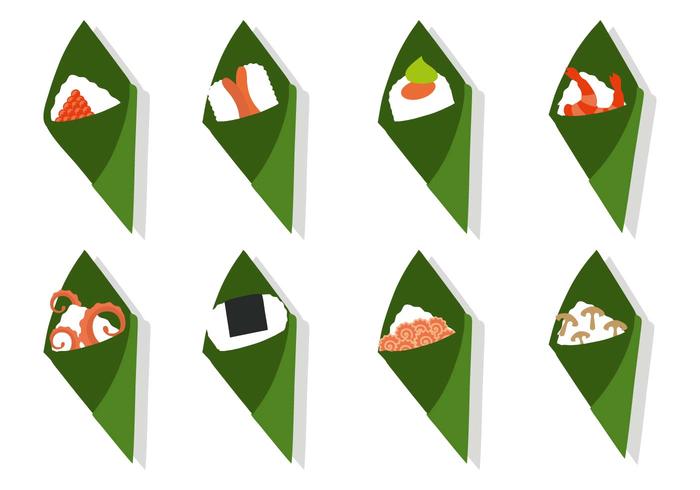 Sushi Temaki libre con diferentes topping Vector