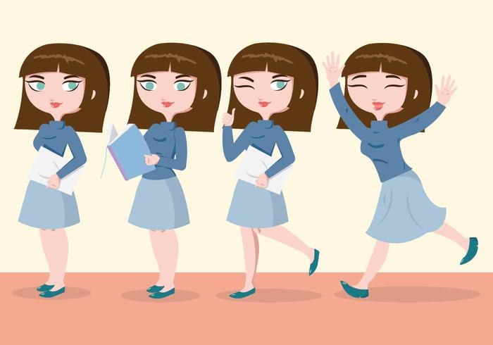 Student Woman Characters Vector