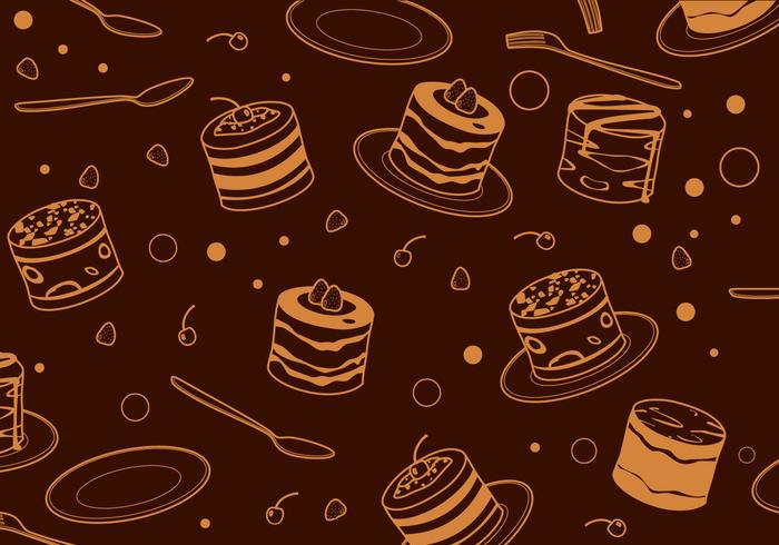 Outline Tiramisu Cake Pattern Free Vector