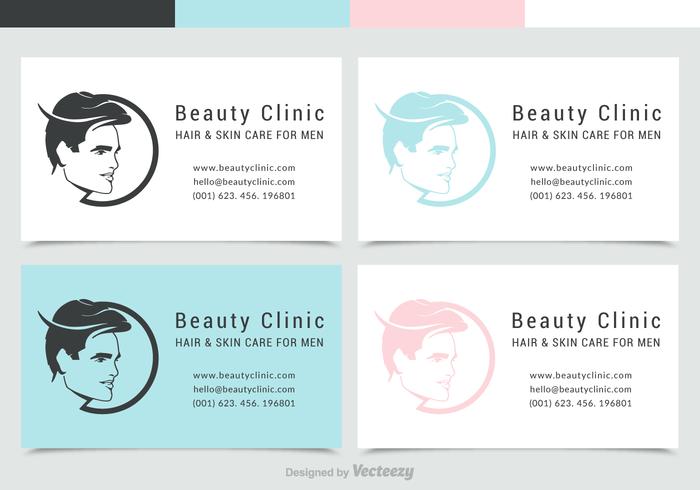 Man Face Silhouette Business Card With Logo Vector Set