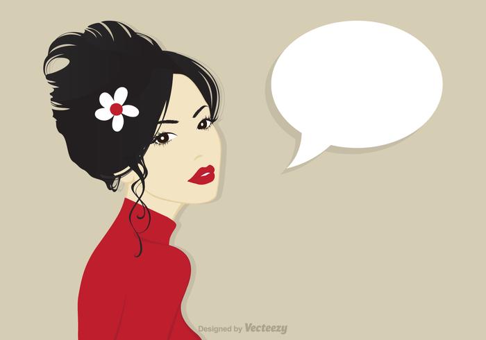 Portrait Of A Beautiful Asian Woman Vector