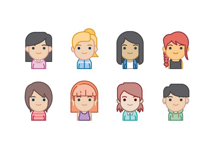 Free Woman Avatars Icon Set vector