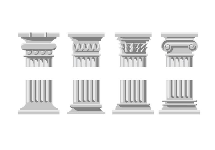 Iconos de columnas romanas vector