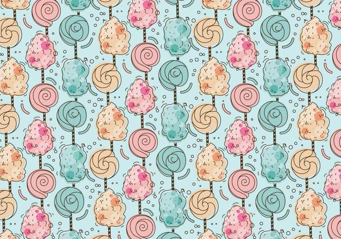 Sweet Pattern Candy Floss Vector