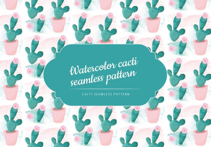 Vector Watercolor Cacti Pattern