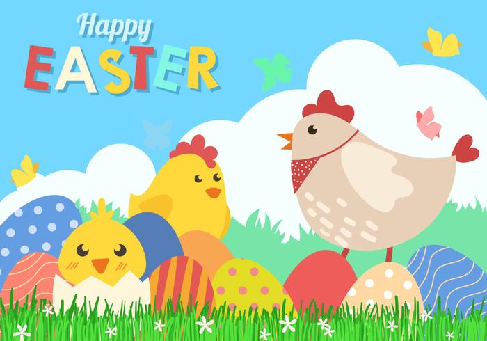 Fun Happy Easter Background Vector 