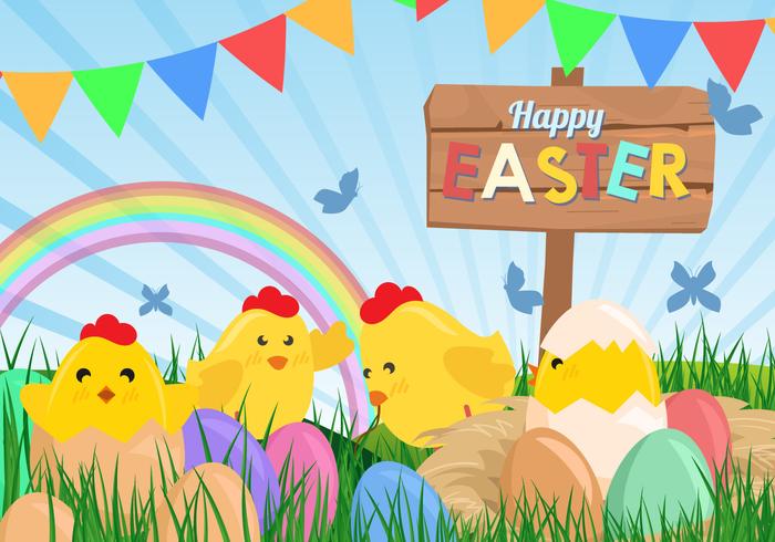 Cute Happy Easter Background vector