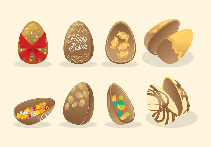 Vector de huevos de Pascua de chocolate