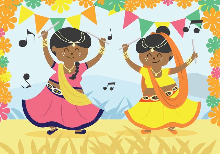 Garba Dancer Vector Illustration