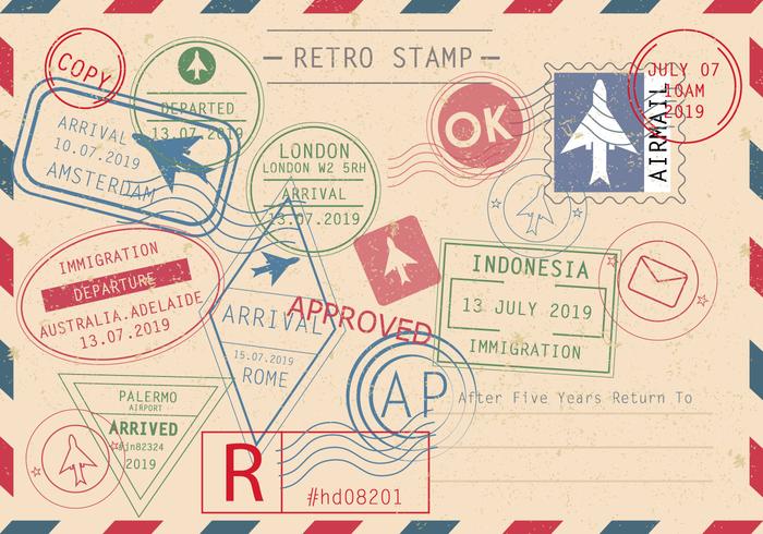 Set Of Retro Stamp Vectors 