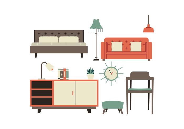 Juego de iconos de muebles gratis vector