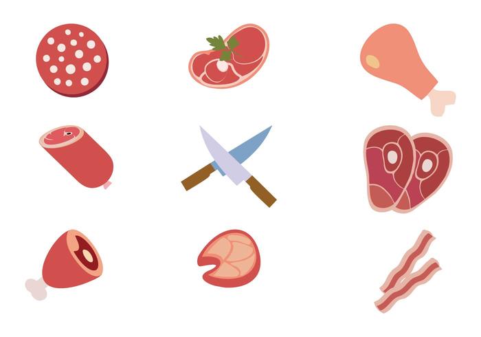 Iconos de los productos de los collages libres de la carne vector