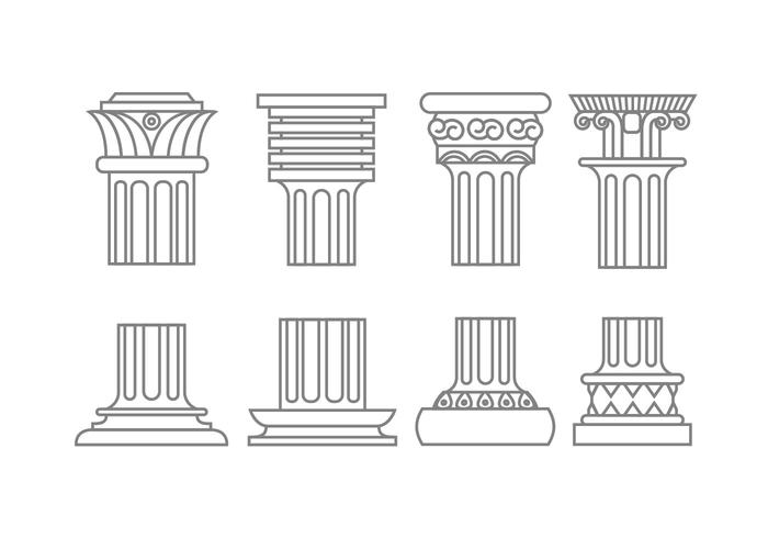 Roman column icons vector