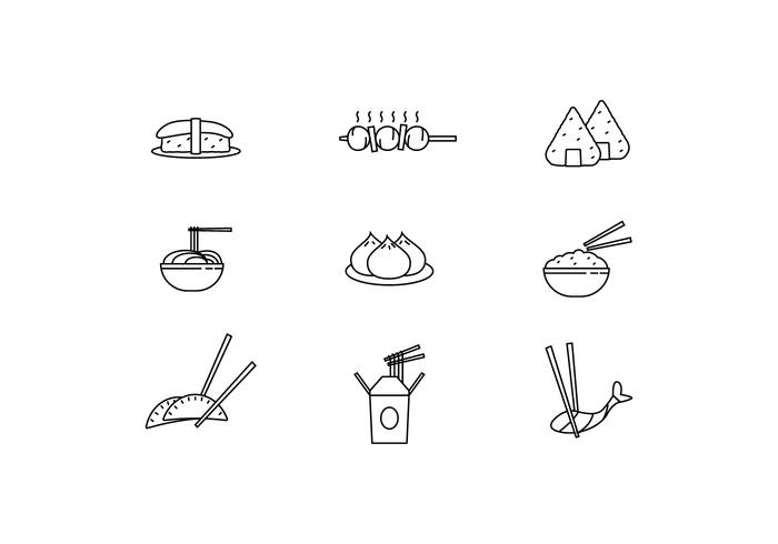 Icon Pack of Asian Dishes vector