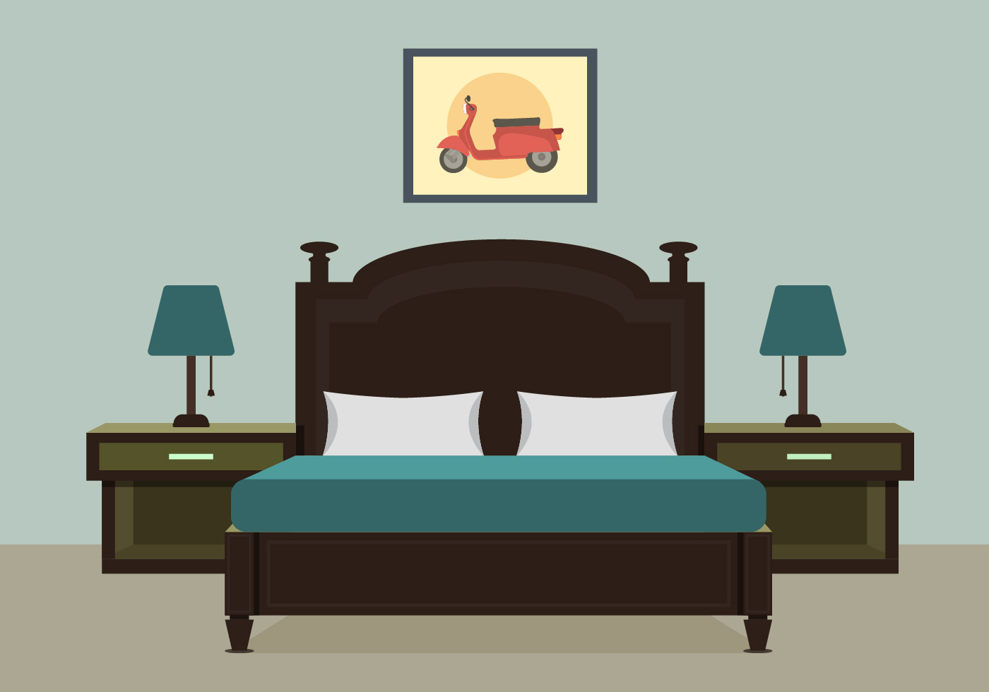 Bedroom With Furniture Vector Illustration 149982 Vector Art At Vecteezy