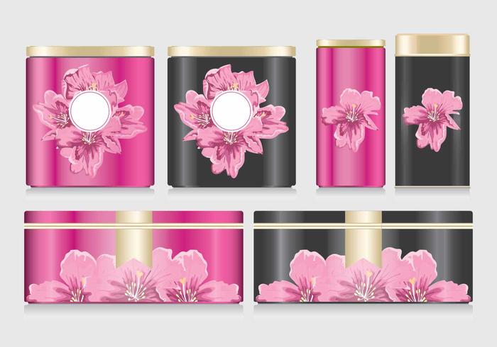 Flores en caja de estaño Mockup Vector