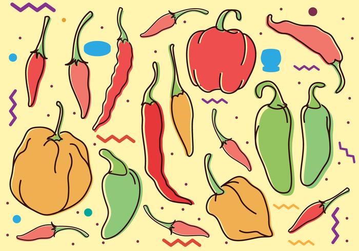 Chili Peppers Doodle Drawing Chili Peppers Doodle Drawing