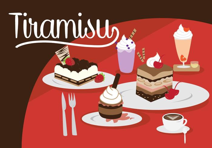 Tiramisu and Dessert Set vector