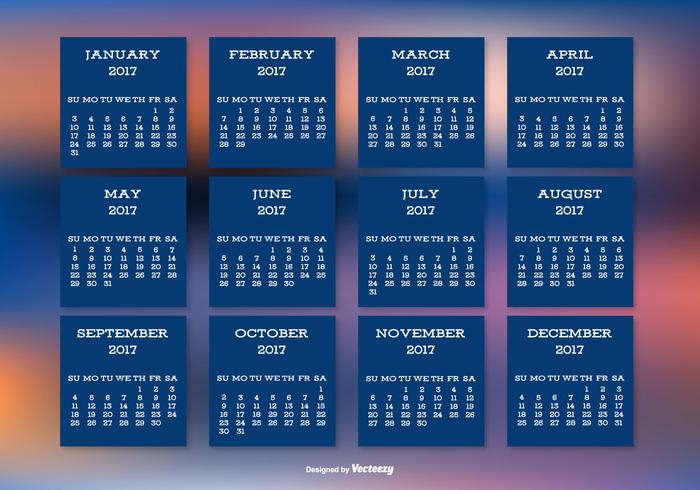 2017 Calendar on Beautiful Blurred Background vector