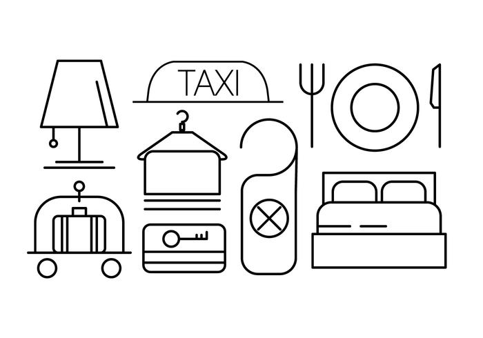 Linear Hotel Icons Set vector