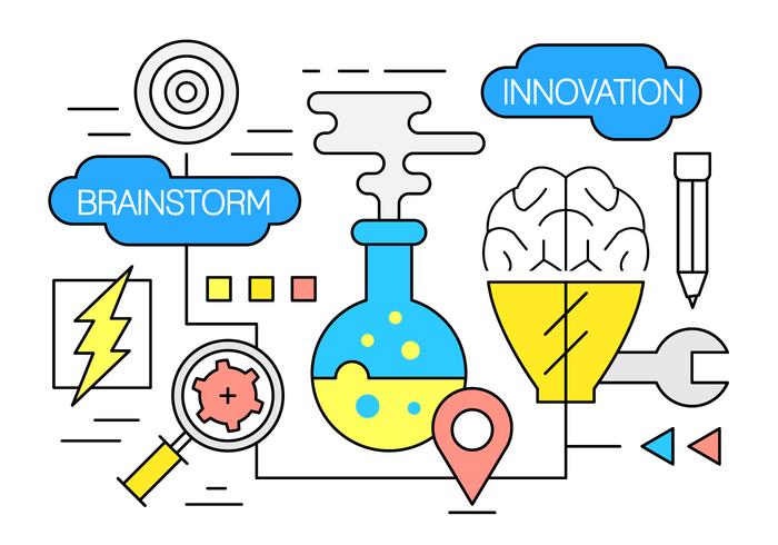 Investigación creativa lineal gratuita y iconos de inicio vector