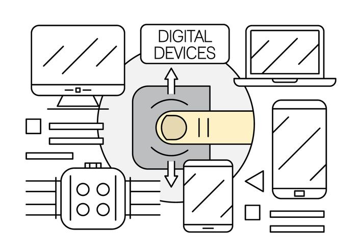 Dispositivos electrónicos y digitales lineales gratuitos vector