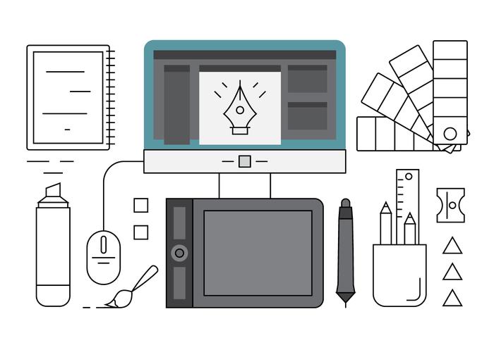 Herramientas Lineales de Diseñador Gráfico vector