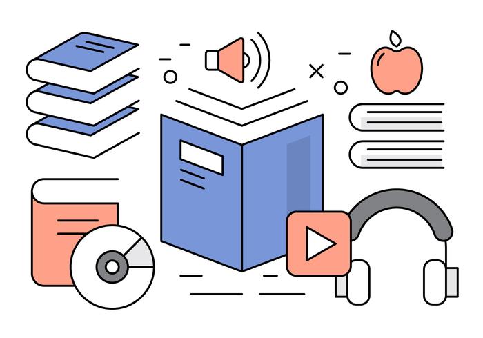 Linear Audio Book Illustration vector