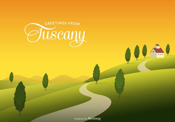 Toscana Paisaje Rural Con Los Campos Y Las Colinas Vector