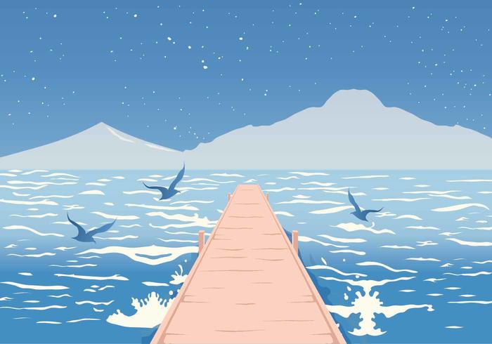 Boardwalk on the Sea Vector Illustration