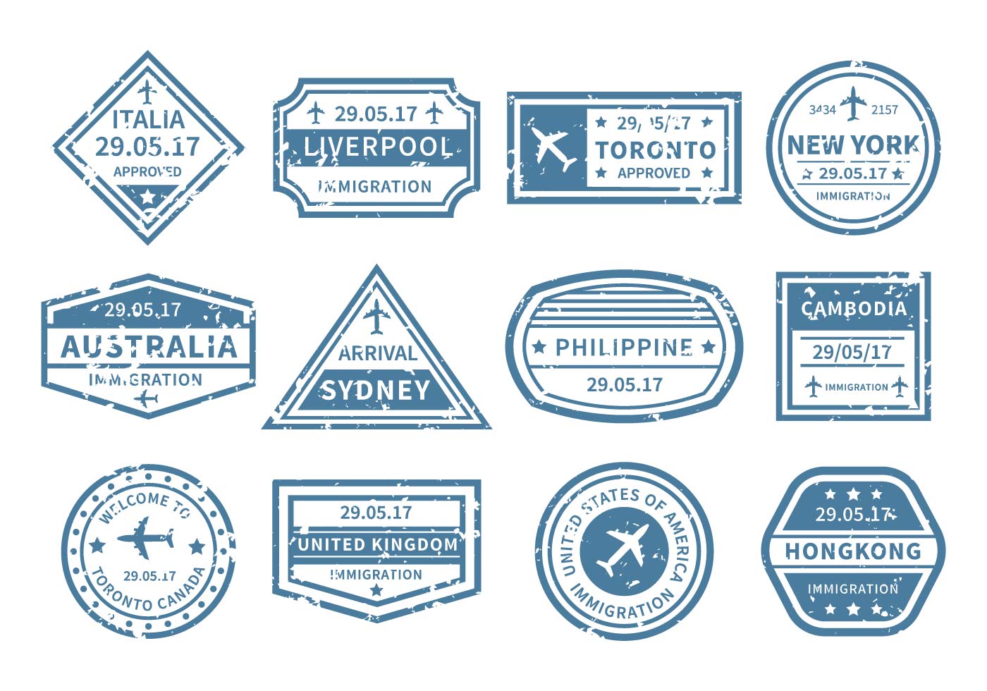 world travel stamp design