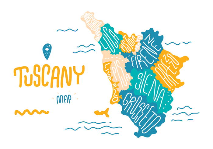Tuscany Doodle Map vector