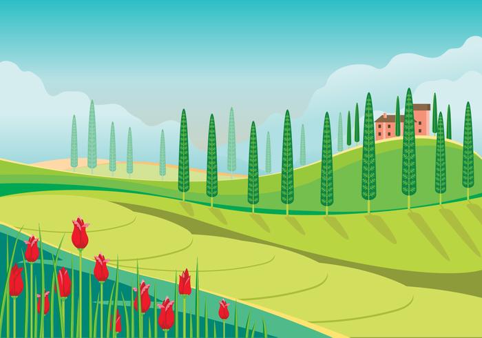 Hermosa vista panorámica del paisaje de Toscana vector