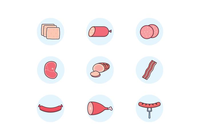 Iconos de productos cárnicos vector