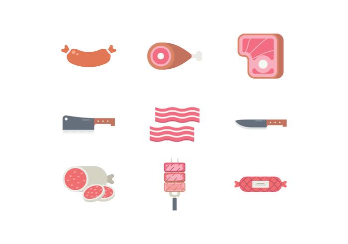 Meat Products Icon Set vector