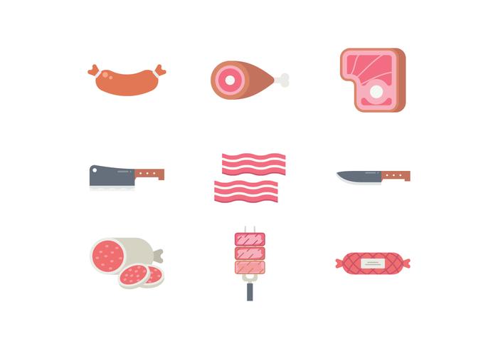 Productos de Carne Icon Set vector