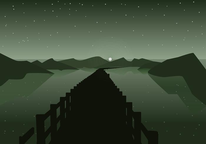 Boardwalk Night Silhouette Free Vector