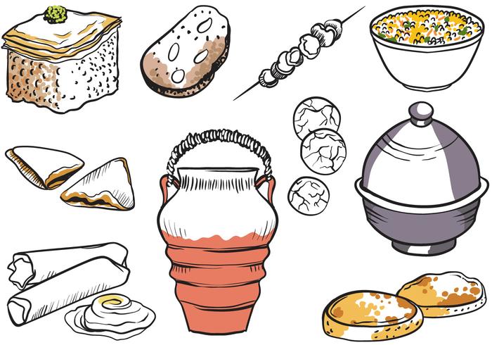 Free Moroccan Dishes Vectors