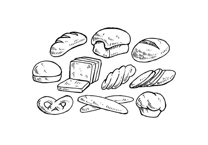 Ilustración de conjunto de vectores de pan de mano dibujado