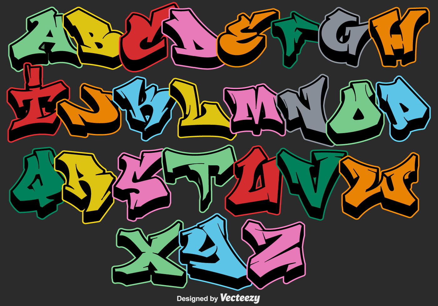 Vector Letras De Alfabeto De Graffiti Vector En Vecteezy