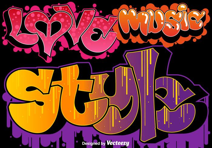 Conjunto de arte urbano de graffiti vectorial vector