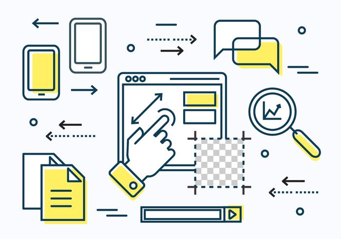 Elementos vectoriales de datos digitales lineales libres vector