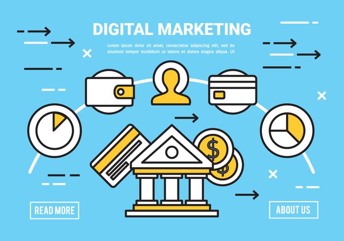 Vector libre plano de comercialización de concepto digital