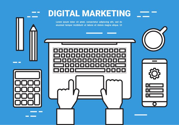 Free Flat Digital Marketing Concept Vector