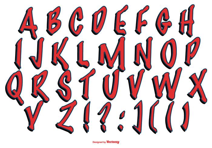 Red Grafitti Style Alphabet Collection vector